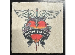 Bon Jovi - Natural Marble Coaster c/w Cork Back