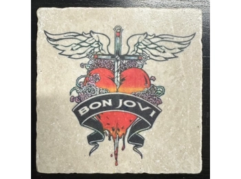 Bon Jovi - Natural Marble Coaster c/w Cork Back