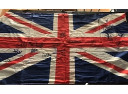 Thunder - GUN - FM signed union Jack Flag - Barcelona Rock Fest 2019