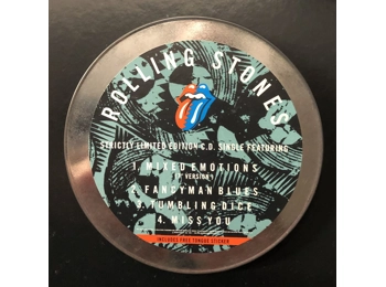 The Rolling Stones - Mixed Emotions - UK Limited Edition 4 Track CD Single In Metal Tin c/w Tongue Sticker