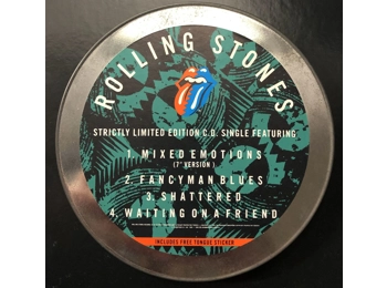 The Rolling Stones - Mixed Emotions - UK Limited Edition 4 Track CD Single In Metal Tin c/w Tongue Sticker