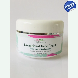 Exceptional  Face Cream

Exceptional Face Cream restores and promotes radiant, youthful-looking skin. 
It enhances the quality and textures of the skin, from the face to the neck and shoulder area. 

Perfect cream for dry skin, combination and sensitive skin full of antioxidant properties to smoothen and clear off blemishes, dark brown scars, and pigmentation and rejuvenate the skin, enhances and softens skin tone as well as glowing skin complexion too. 


The benefits of this cream are: 
Eliminate the appearance of age spots
Boost and lift the surface of the skin
Polishes, smooth roughness.
Tones brighten and plumb the skin to a youthful look.
Replace velvety softness to the skin.
Apply on cleansed skin morning or evening

Suitable for all skin types. From Age 20+