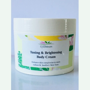 Toning & Brightening Body Cream
Toning & Brightening Body Cream is a sought-after herbal moisturizer that is excellent for all skin types. It contains vitamins C, E and vitamin B3.
Also, proteins are derived from organic herbs and plants, which is great and marvellous for the body.

Toning & Brightening Body Cream nourishes the skin and toning and refreshes the whole body by softening the skin and eliminating any discolouration and dryness.