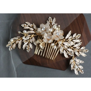 Brushed Retro Rhinestone Pearl Flower Bridal Hairpin
