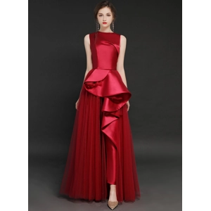 Elegant Noble Silk Satin Evening bridal Jumpsuit