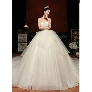 Fall French Handmade Tube Top Fairy Ruffled Wedding Dress