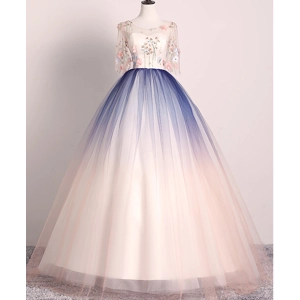 Noble Handmade Floral Ombre Evening Gown