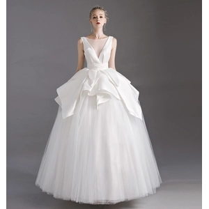 White French Satin A-Line Wedding Dress