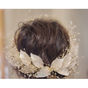 Exquisite Golden Leaf Crystal Bridal Headdress