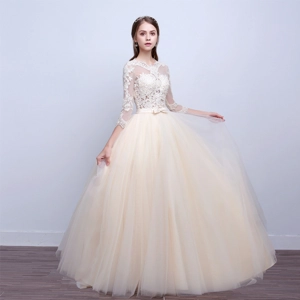 Elegant Lace Embroidery dream Princess gown.