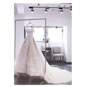 French Satin Luxury Royal Hepburn Wedding Ball Gown