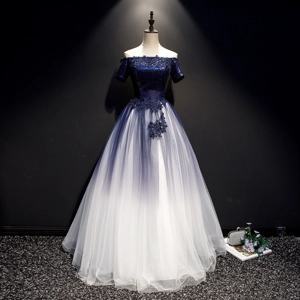 Spring/Summer Beaded Blue Ombre Evening Gown