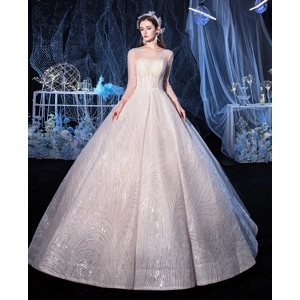 Fantasy Winter Full Beaded Long Sleeved Princess Wedding Gown