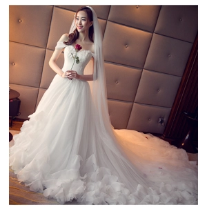 Rose Petal Tube Top Trailing Princess Wedding Dress