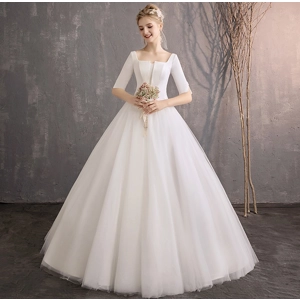Classic French Satin Empire Wedding Dress