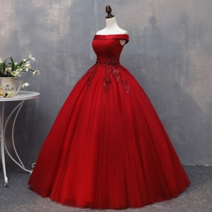 Luxury Wine Red Evening Gown
