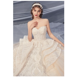 Luxury Fairy Princess Tube Top Full Beaded Wedding Ball Gown