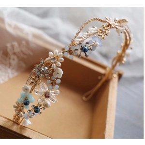 Modern Blue Crystal Beautiful Bridal Headdress