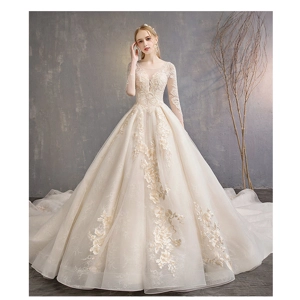 Trailing Princess Dreamy Wedding Gown.