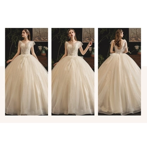Handmade French Full Beaded Princess Wedding Gown.