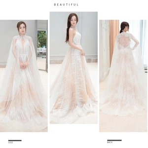 French Crystal Tube Backless Sheath Wedding dress