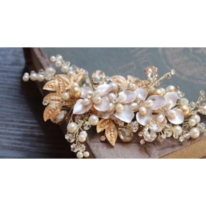 Modern Retro Handmade Golden Pearl Beaded bridal Hairpin