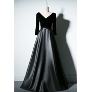 Elegant Black Velvet Evening Gown