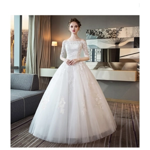 Off-Shoulder Floral Lace wedding Dress