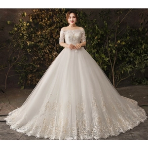 French Classic Handmade Plus Size A-line Wedding Dress