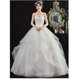 Spring / Summer Tube Top White Princess Wedding Dress