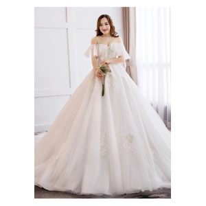 Spring Off-Shoulder Plus Size A-line wedding dress