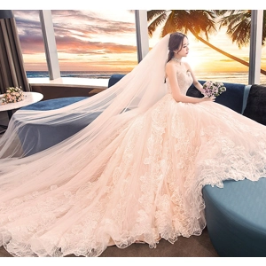 Summer Hephurn Floral Tube Top Wedding dress A-Line Wedding Dress