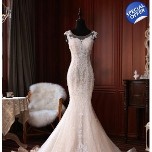 Elegant French Lace Handmade Floral Trailing Mermaid Weddi..