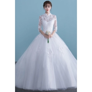 Floral Stand collar style Empire wedding dress