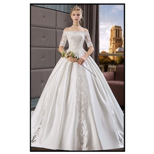 Hephurn Handmade French Satin A-line Wedding Dress