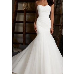 French Lace White Tub Top Mermaid Wedding Dress
