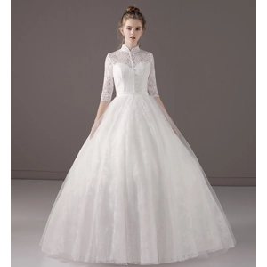 Lace Vintage High Collar wedding Dress