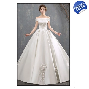 Handmade Floral Vintage Satin Wedding Ball Gown