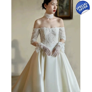 Elegant French Lace Empire Wedding Gown