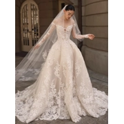 Luxury Lace  A-Line  Wedding Gown