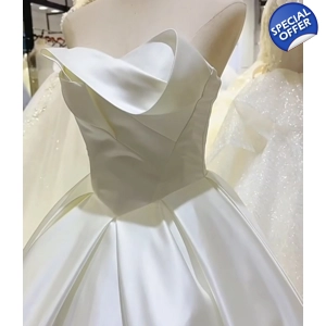 Elegant French Satin Empire Wedding Gown