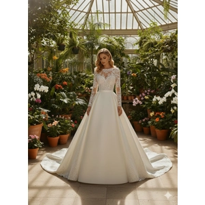 French  Satin Empire Wedding Dress