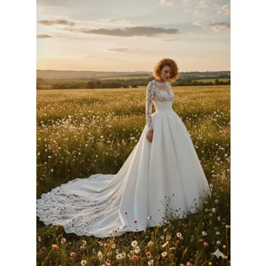 French  Satin Empire Wedding Dress
