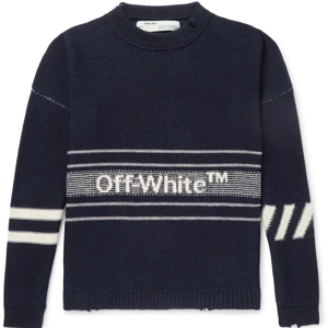 Offwhite SSENSE exclusive navy knit sweater