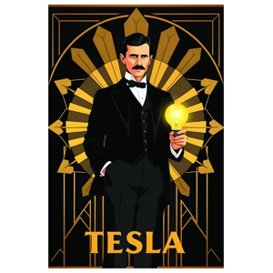 Art Deco Nikola Tesla Postcard – Serbian Genius, Inventor ..