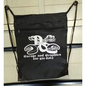 Double Threat Drawsting Bag W/ Zipper