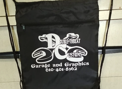 Double Threat Customs Drawstring Bag W/ Zipper