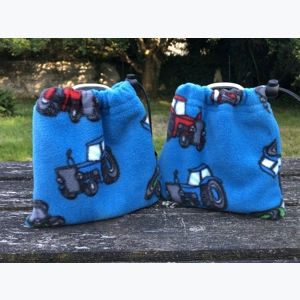 Fleece Stirrup Covers Bags - Tractors Blue