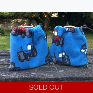 Fleece Stirrup Covers Bags - Tractors Blue