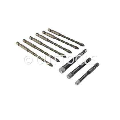 9Pcs Tile Drill Bits For Porcelain Glass Ceramics Marble -3 sizes UK stock